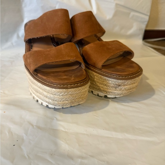 SAM EDELMAN Luca  Leather Wedge Platform Jute Sandals Womens Size 9.5 - Picture 4 of 9